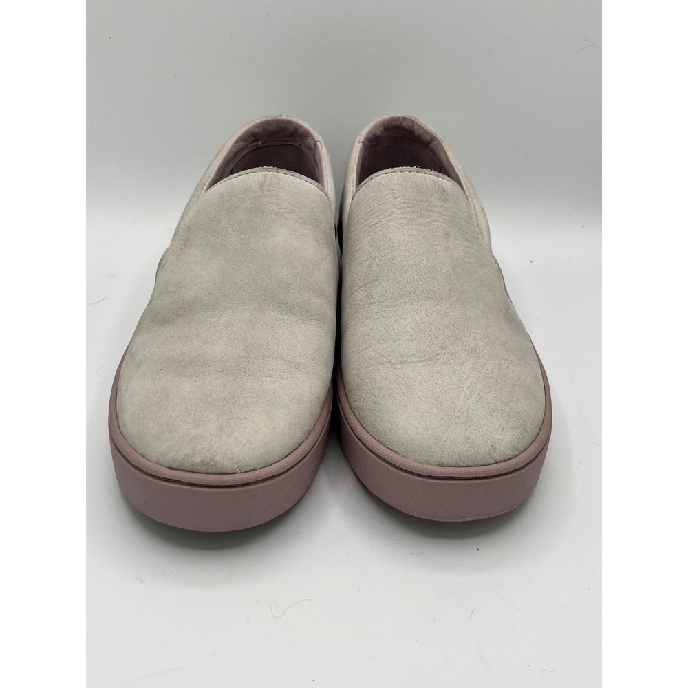 LL‎ Bean Women Grey Pink Leather Slip On Sneakers 519176 Size 7.5 Medium